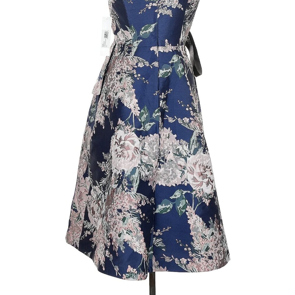 NWT Kay Unger metallic jewel and pastel floral tea dress, size 4 - Picture 7 of 12